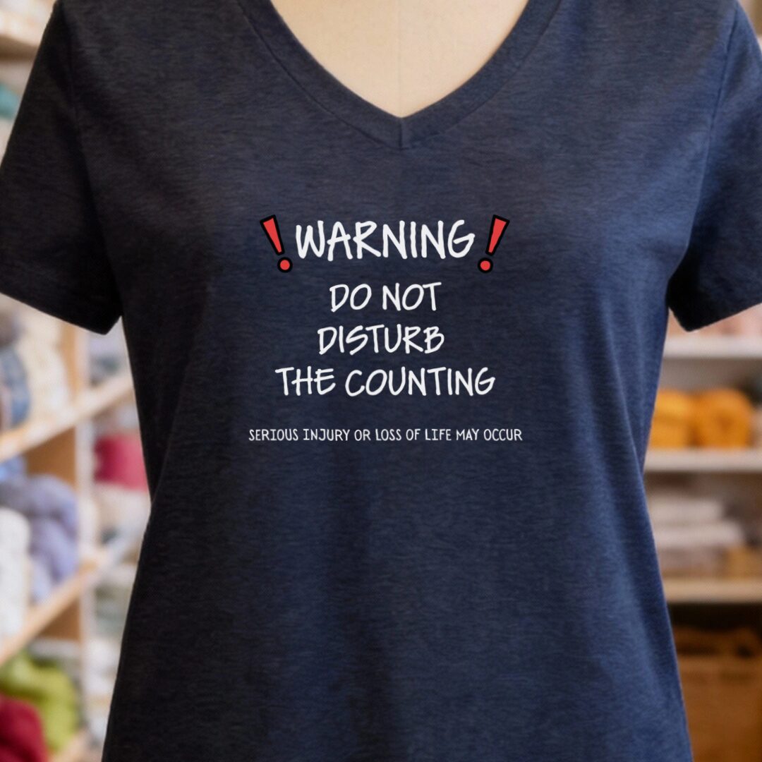 Warning Counting V-Neck T-Shirt Navy t-shirt