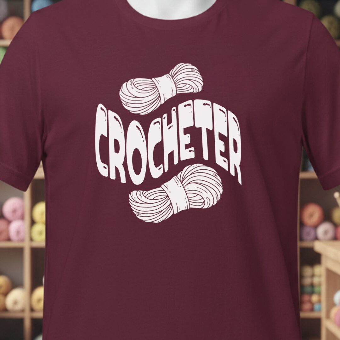 Warped Crocheter T-Shirt Maroon t-shirt