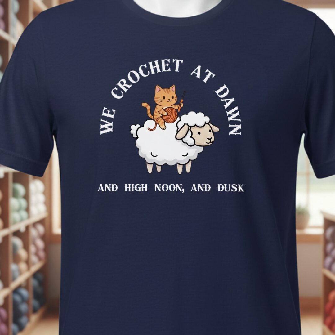 We Crochet At Dawn T-Shirt Navy t-shirt