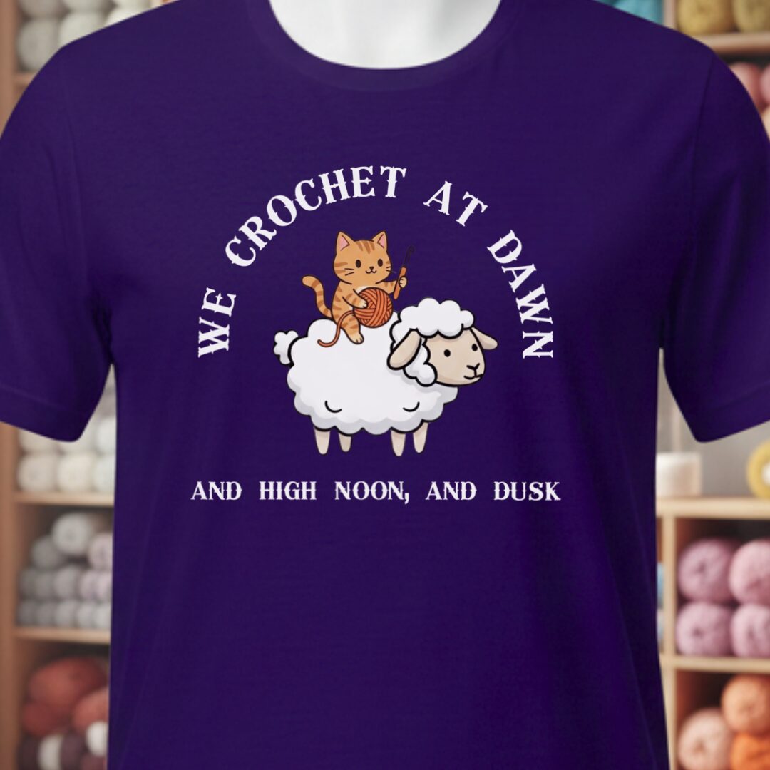 We Crochet At Dawn T-Shirt Purple t-shirt