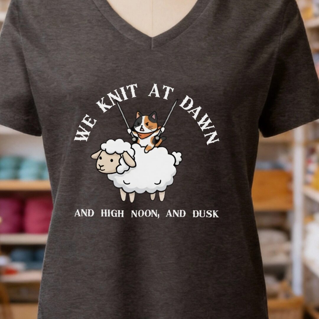 We Knit At Dawn V-Neck T-Shirt Dark Grey t-shirt