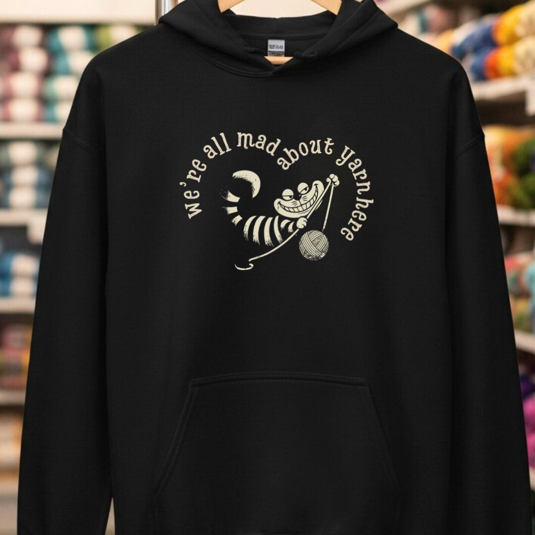 We're All Mad Here Black Hoodie.jpg