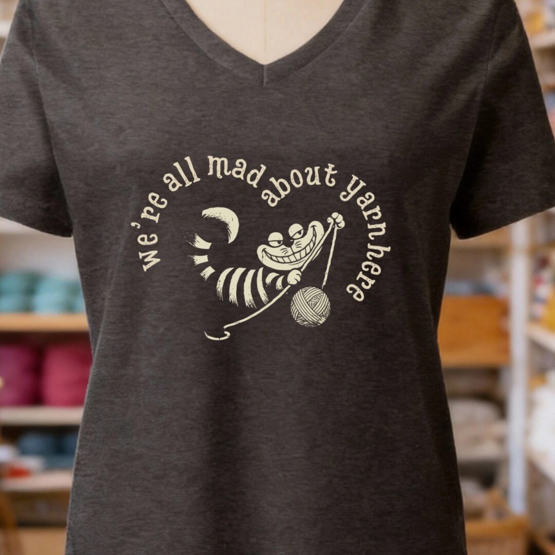 We're All Mad Here V-Neck T-Shirt Dark Grey t-shirt