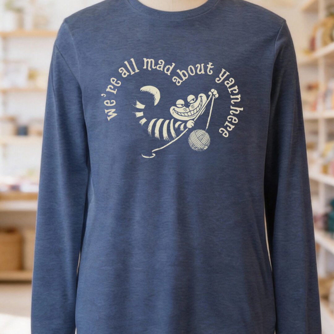 We're All Mad Here Long Sleeve Tee Navy t-shirt