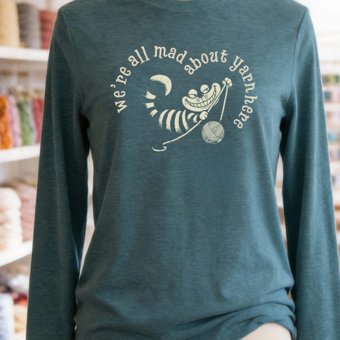 We're All Mad Here Long Sleeve Tee Teal Blue t-shirt