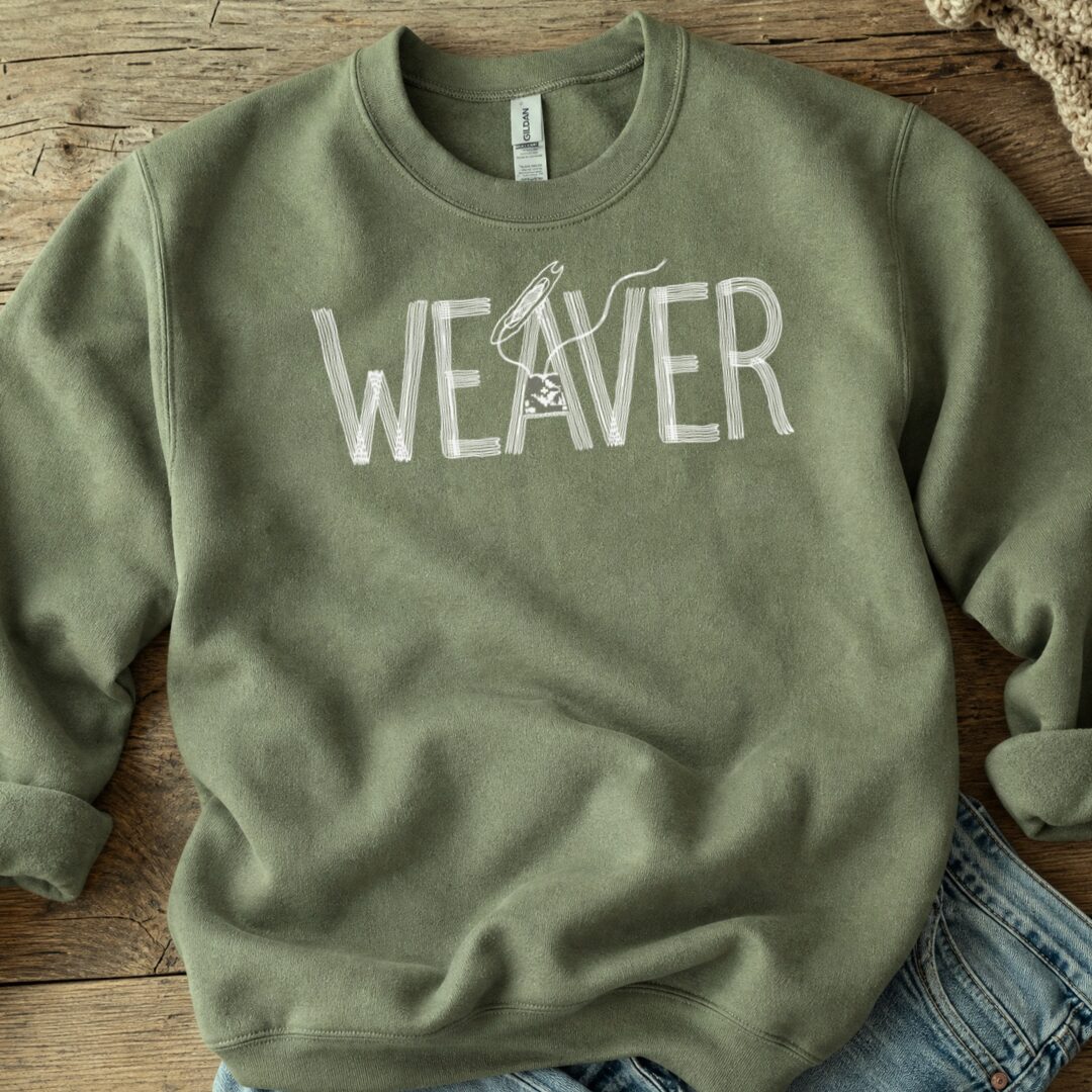 Weaver Text Military Green Sweatshirt.jpg