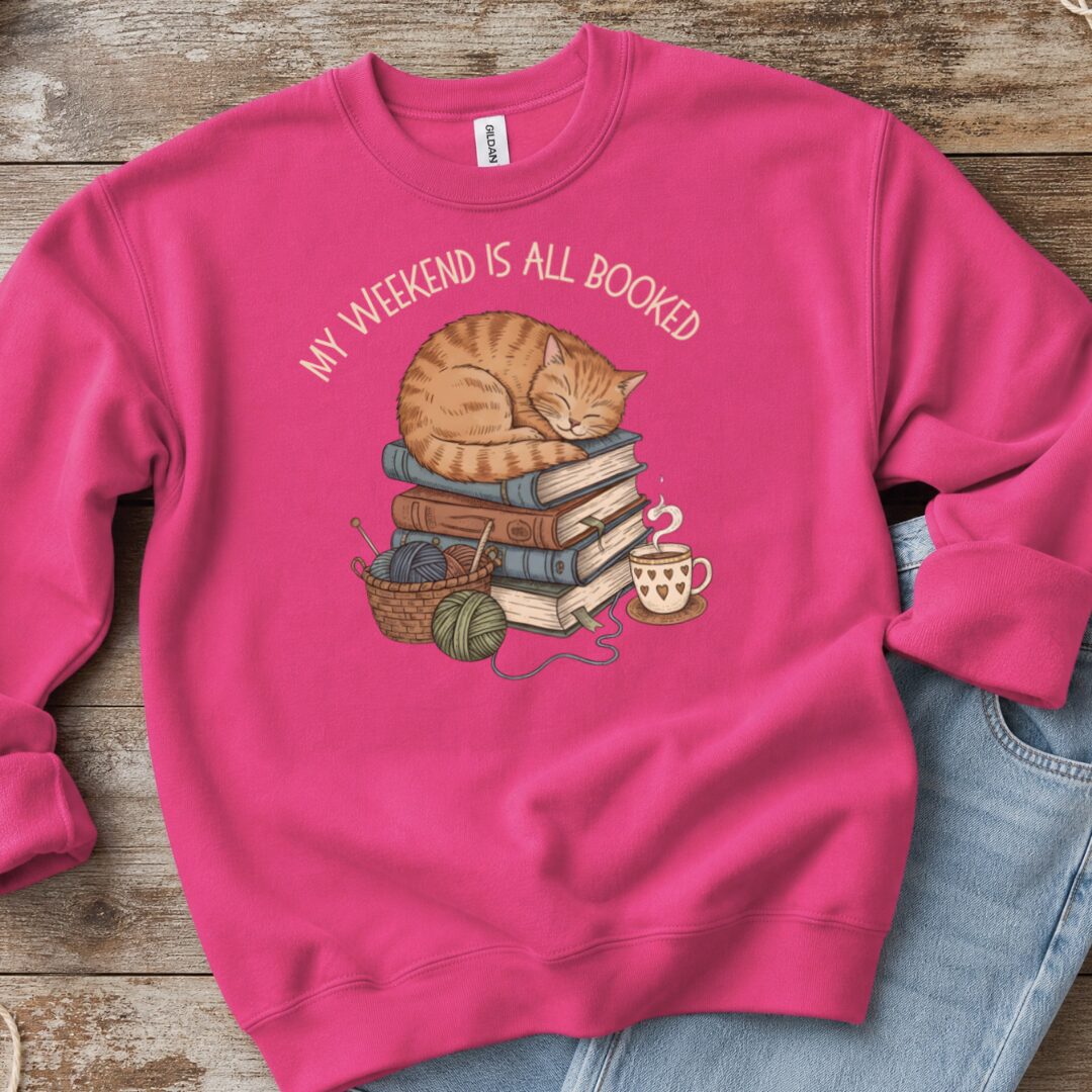 Weekend Booked Sweatshirt Bright Pink t-shirt
