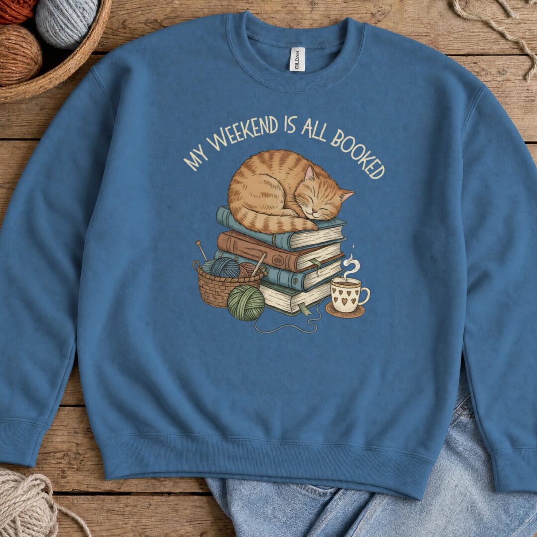Weekend Booked Sweatshirt Indigo Blue t-shirt