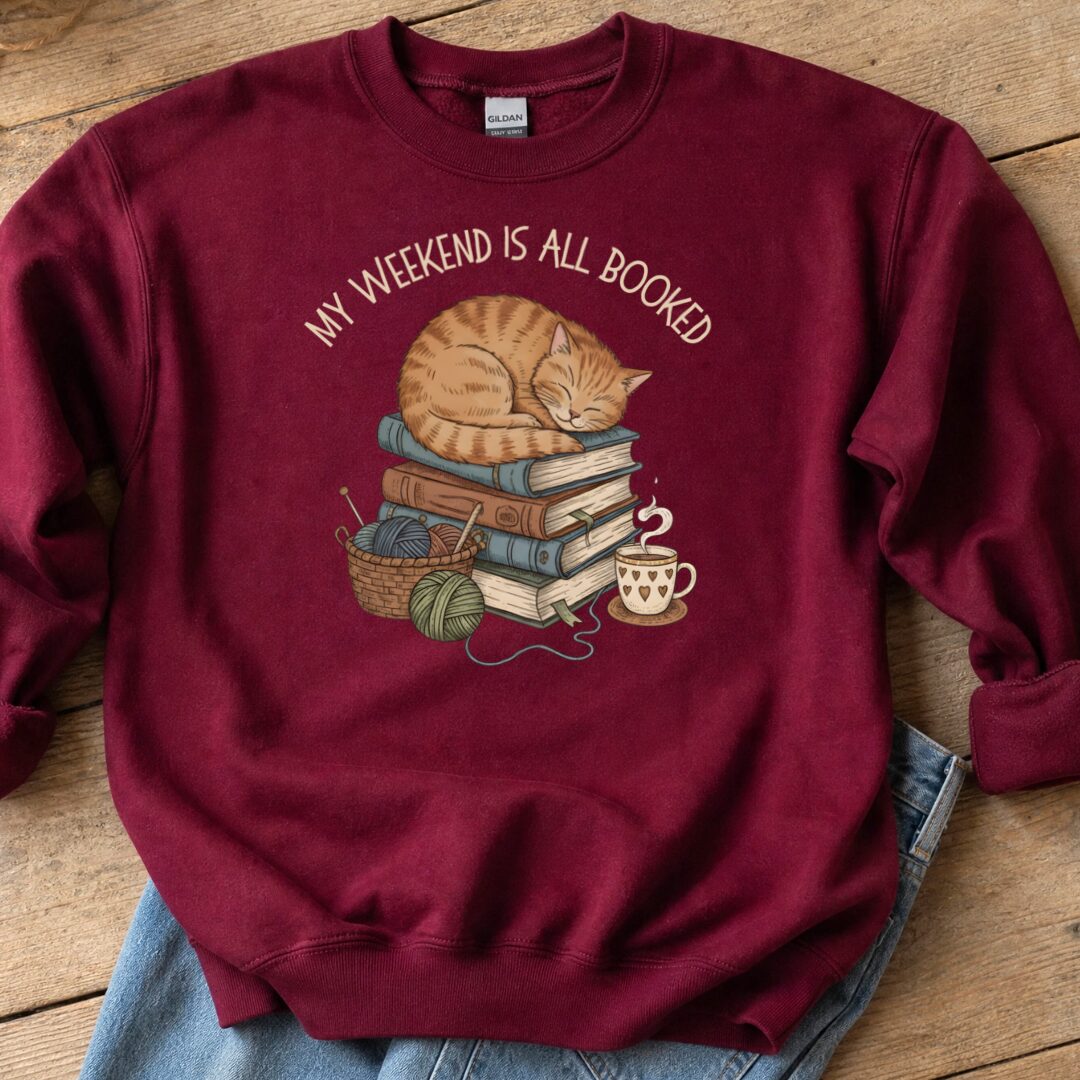 Weekend Booked Sweatshirt Maroon t-shirt