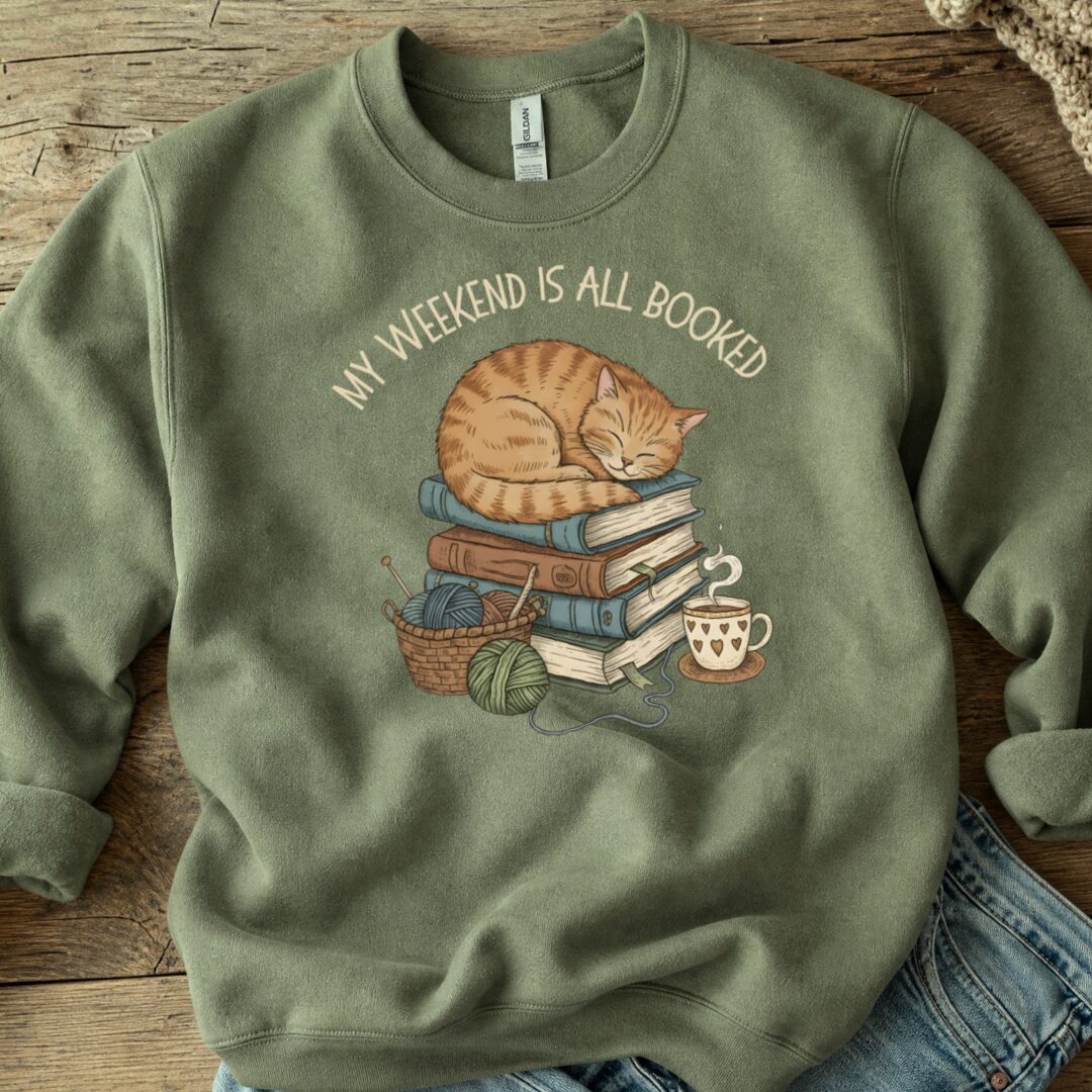 Weekend Booked Sweatshirt Military Green t-shirt