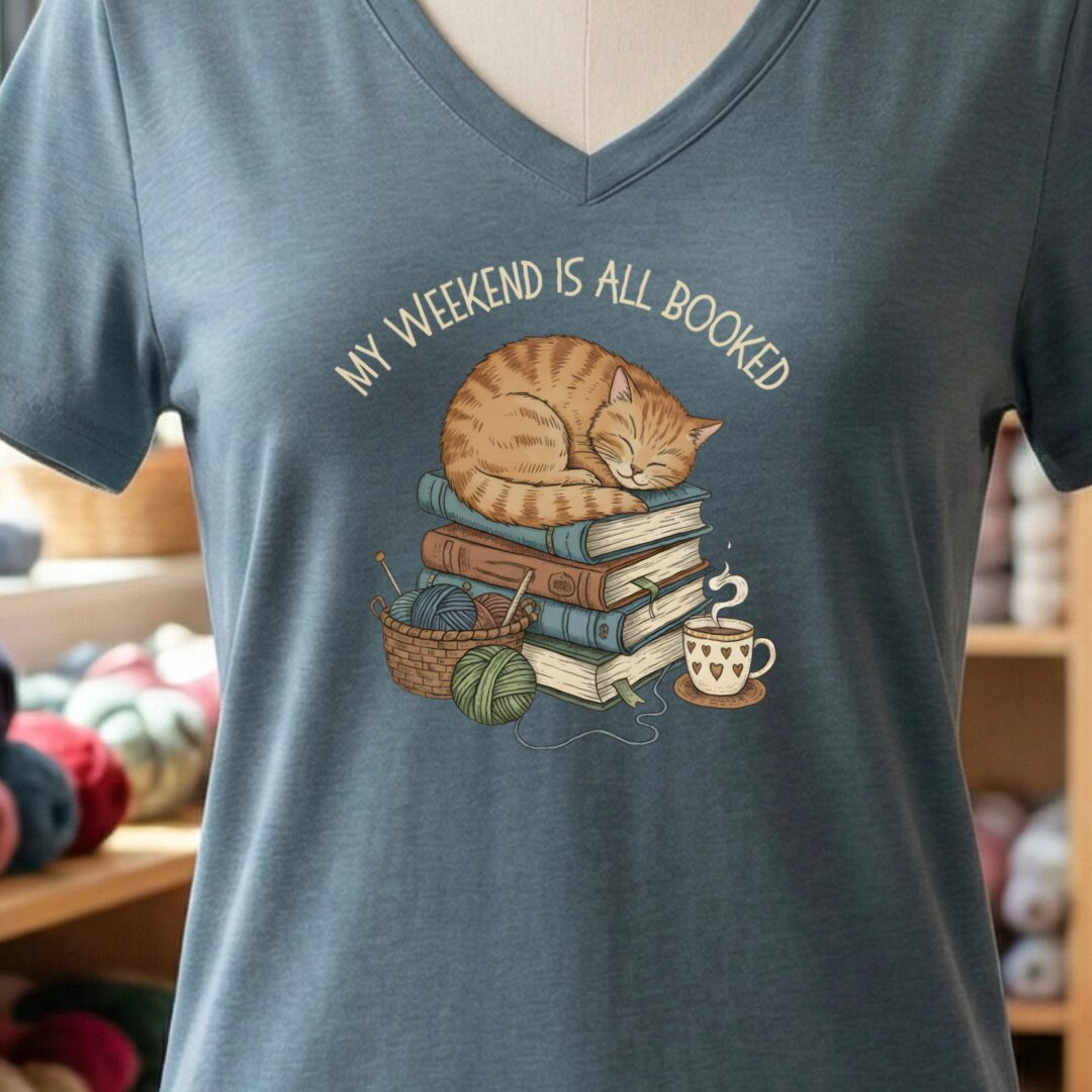 Weekend Booked V-Neck T-Shirt Slate t-shirt