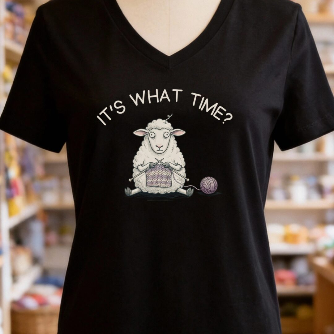 What Time V-Neck T-Shirt Black t-shirt