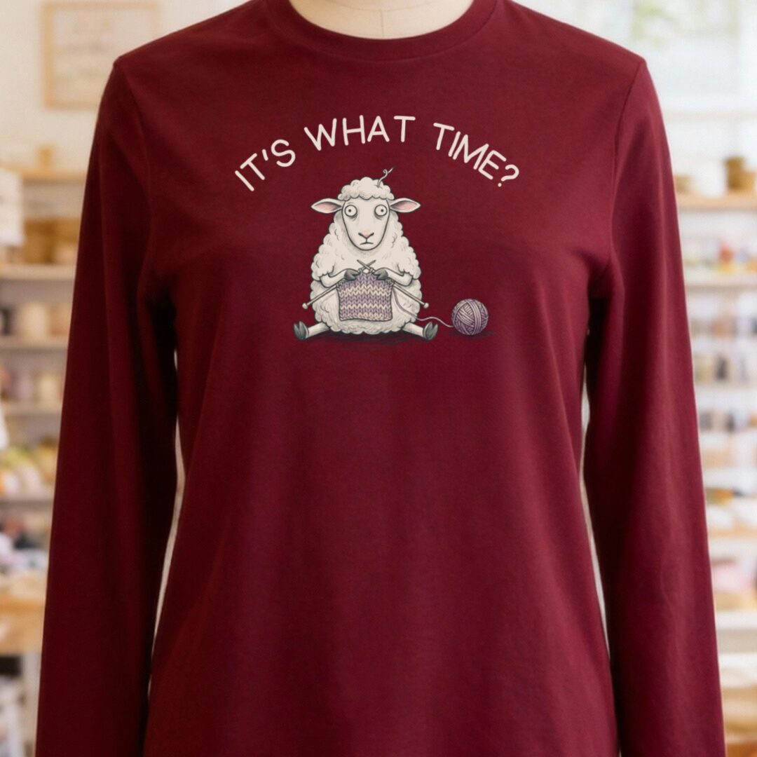 What Time Long Sleeve Tee Maroon t-shirt