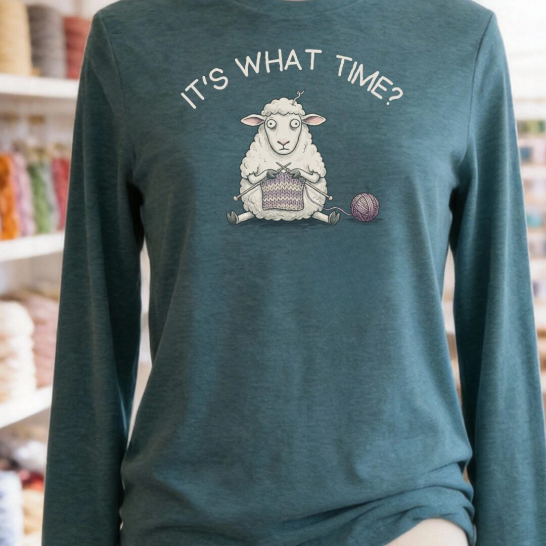 What Time Long Sleeve Tee Teal Blue t-shirt