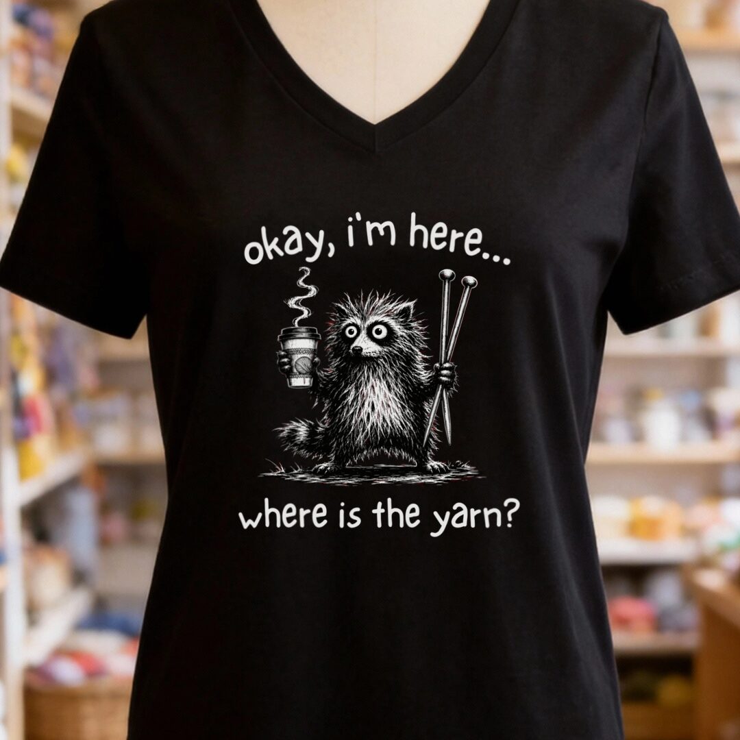Where Is The Yarn V-Neck T-Shirt Black t-shirt