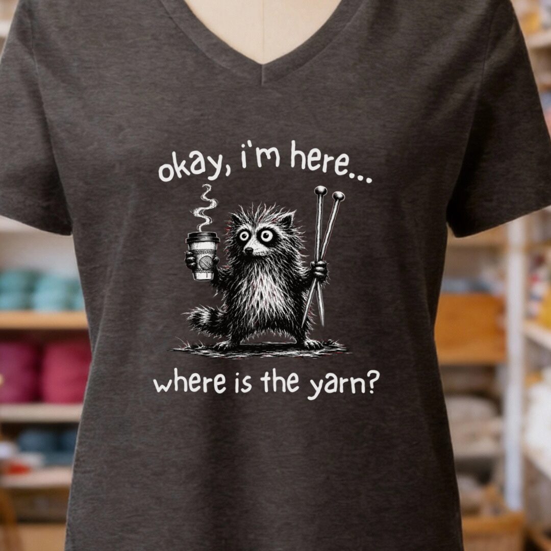 Where Is The Yarn V-Neck T-Shirt Dark Grey t-shirt