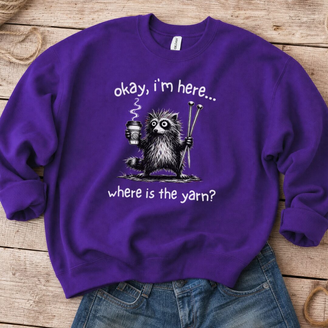 Where Is The Yarn Sweatshirt Purple t-shirt