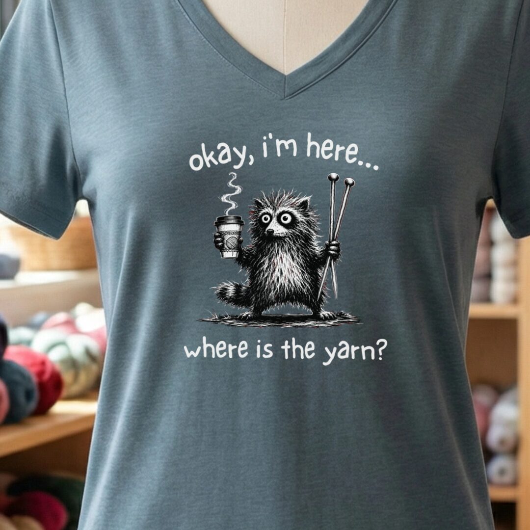 Where Is The Yarn V-Neck T-Shirt Slate t-shirt