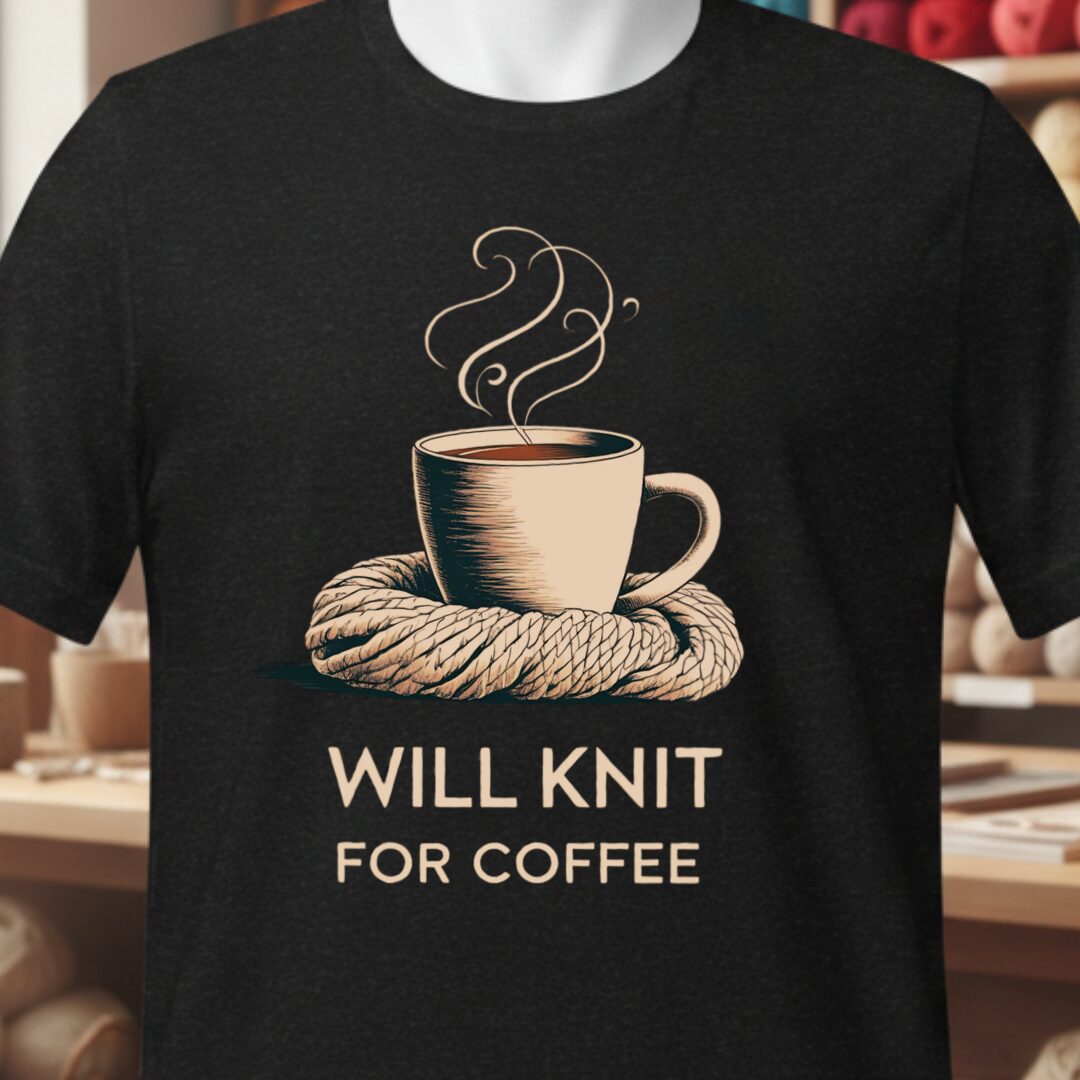 Will Knit for Coffee T-Shirt Classic Black t-shirt