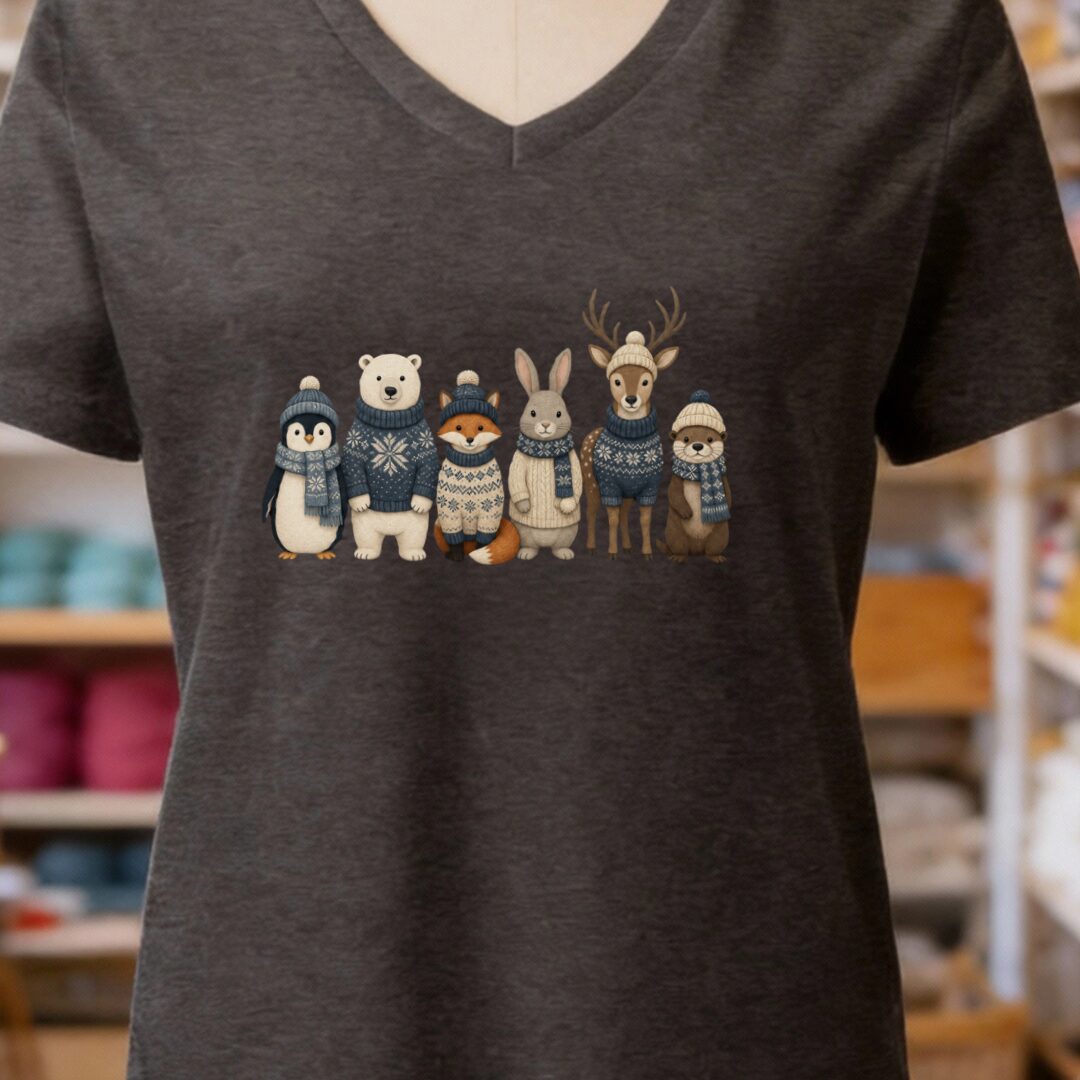 Winter Knitwear V-Neck T-Shirt Dark Grey t-shirt