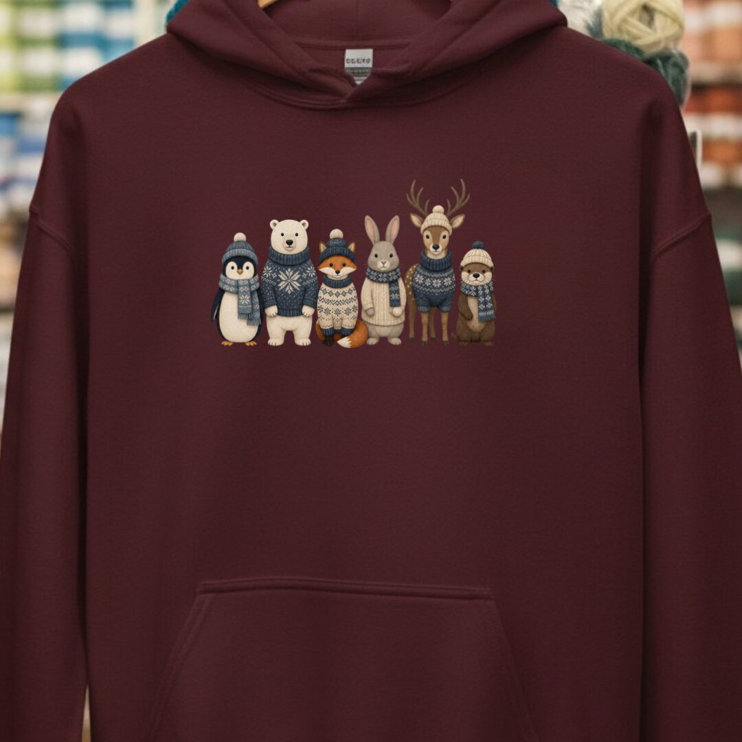 Winter Knitwear Hoodie Maroon t-shirt