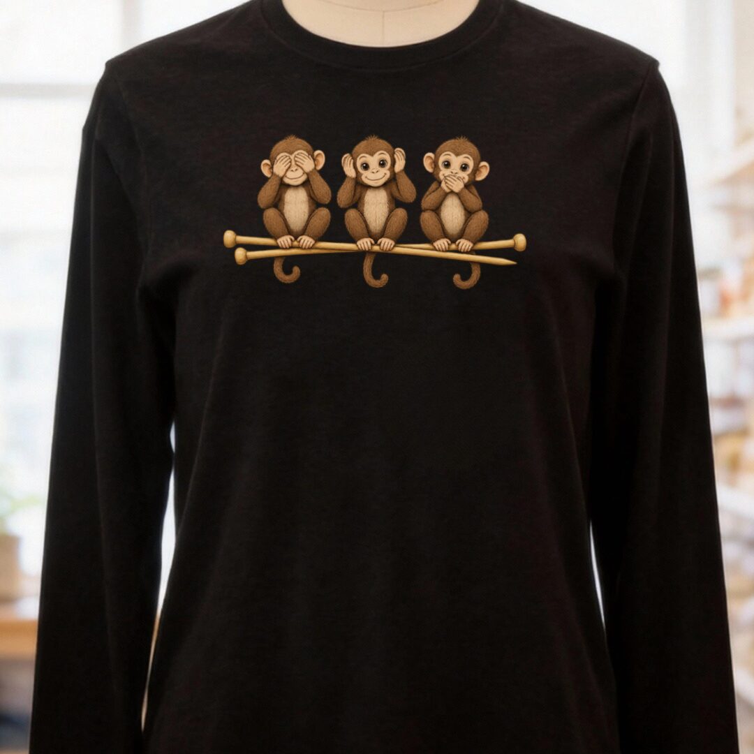 Wise Monkeys Long Sleeve Tee Black t-shirt