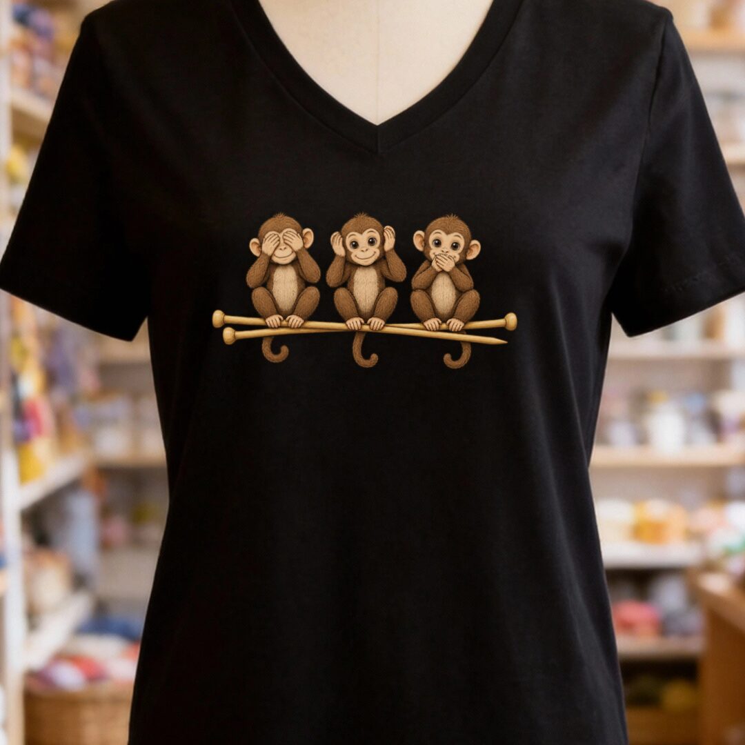 Wise Monkeys V-Neck T-Shirt Black t-shirt