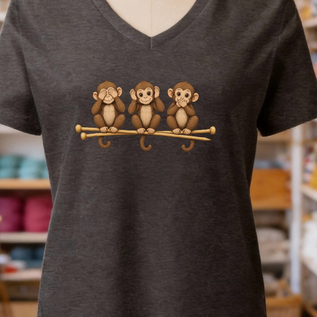 Wise Monkeys V-Neck T-Shirt Dark Grey t-shirt