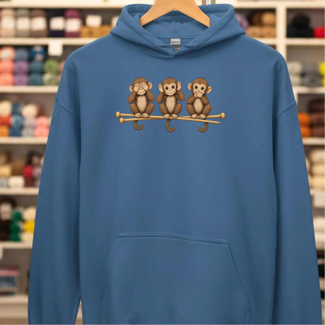 Wise Monkeys Hoodie Indigo Blue t-shirt
