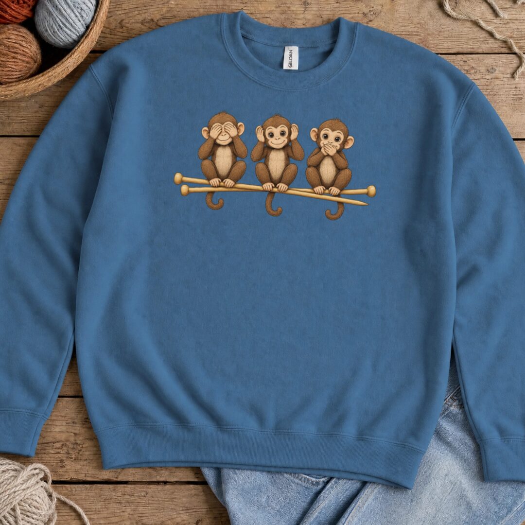 Wise Monkeys Sweatshirt Indigo Blue t-shirt