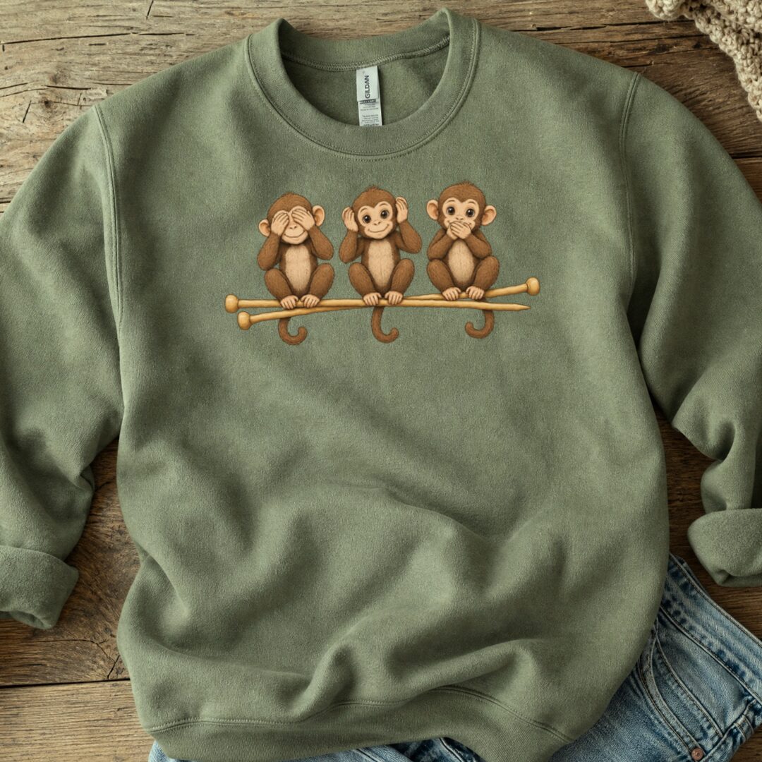Wise Monkeys Sweatshirt Military Green t-shirt