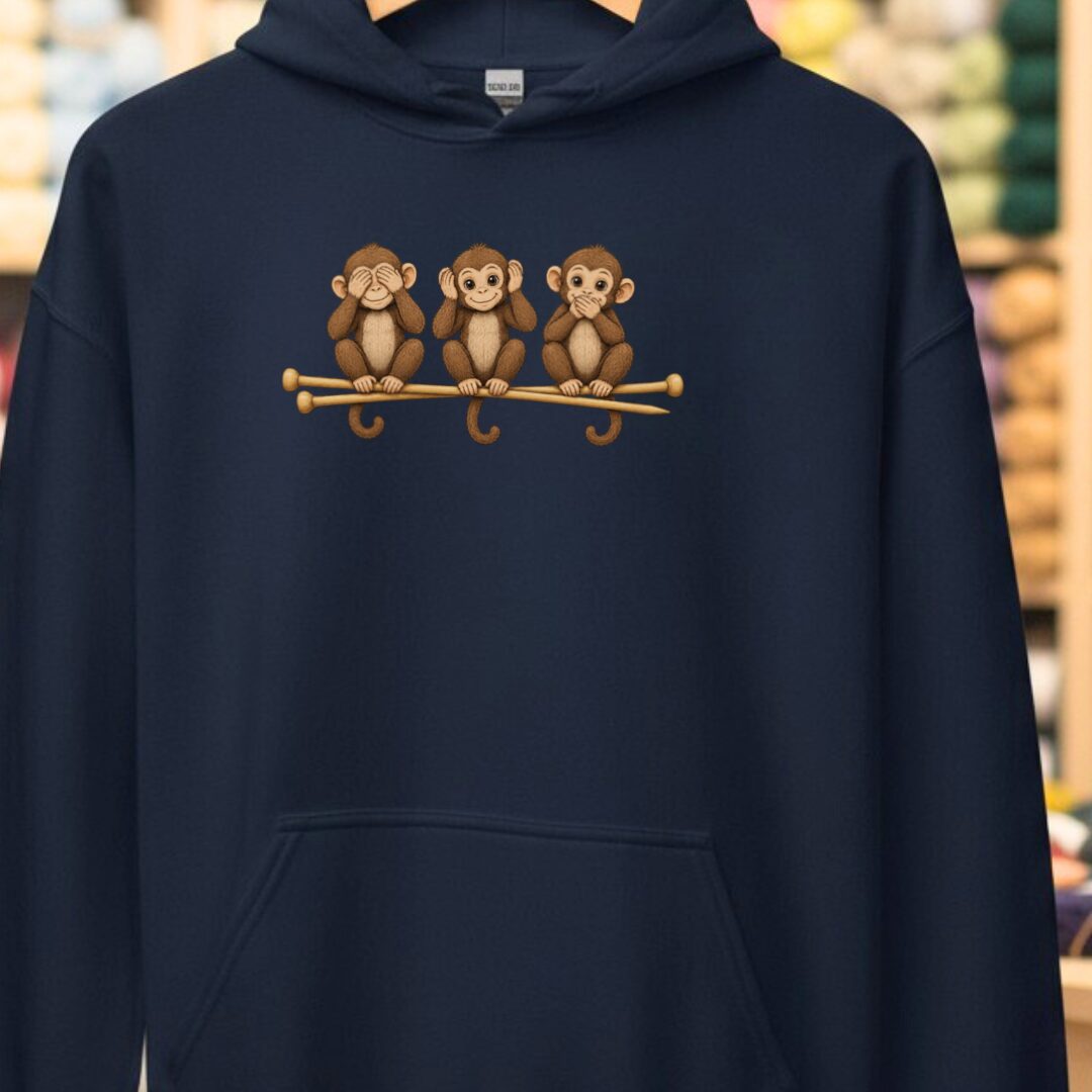 Wise Monkeys Hoodie Navy t-shirt