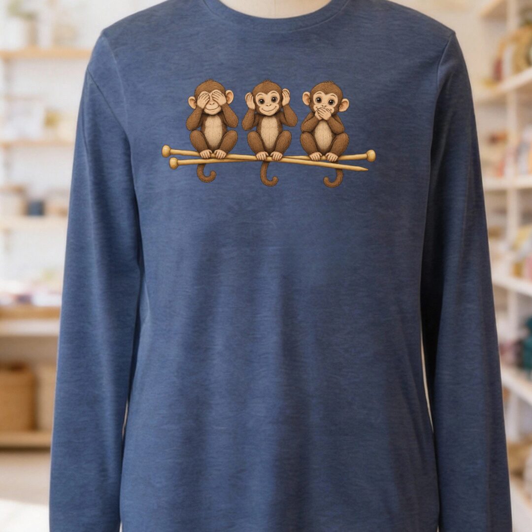 Wise Monkeys Long Sleeve Tee Navy t-shirt