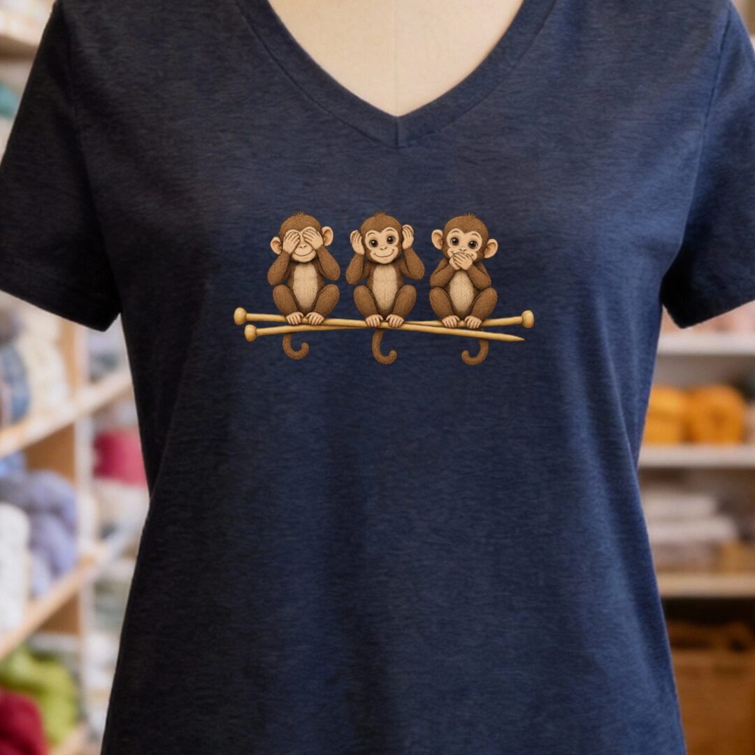 Wise Monkeys V-Neck T-Shirt Navy t-shirt