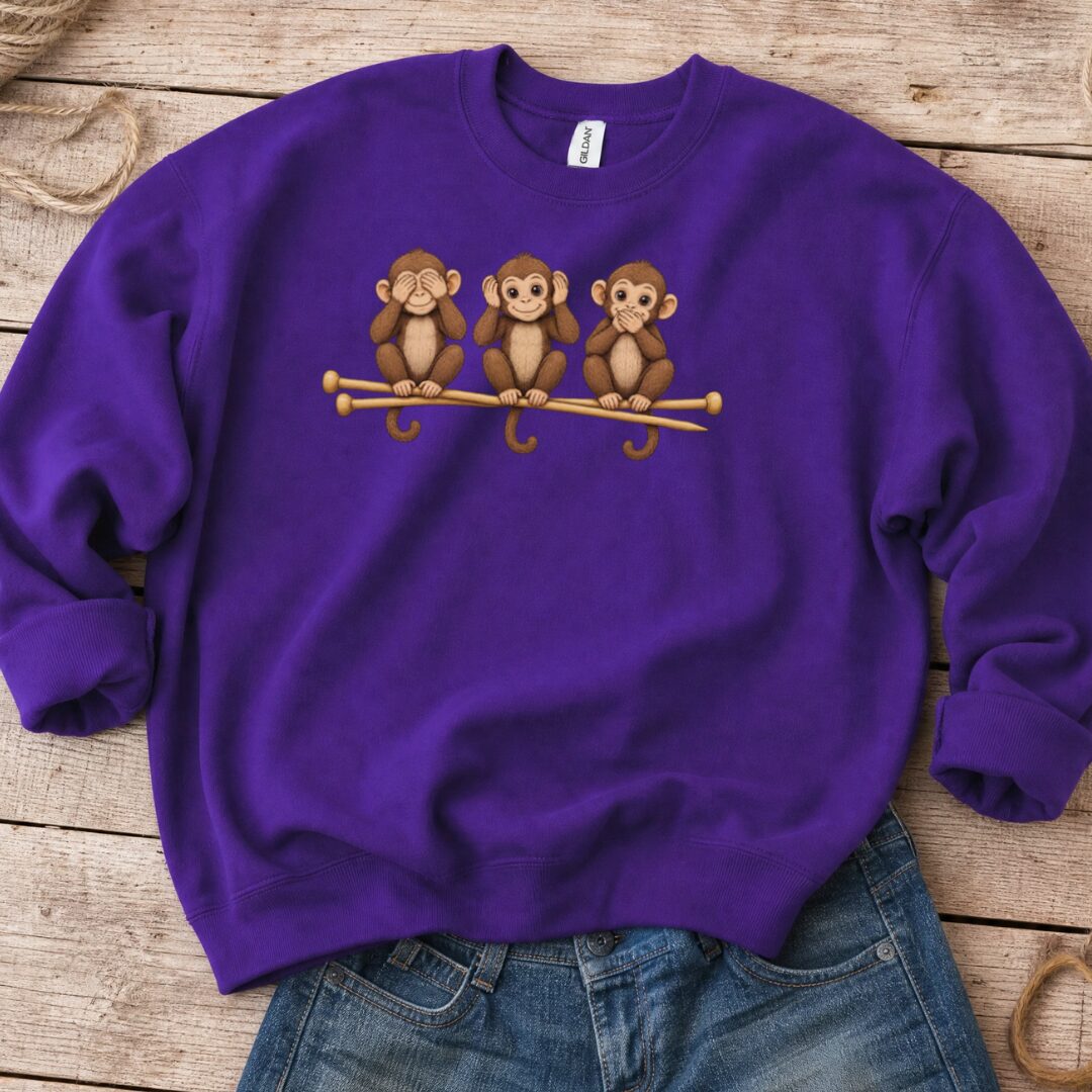 Wise Monkeys Sweatshirt Purple t-shirt