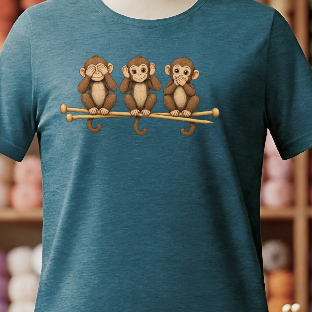 Wise Monkeys T-Shirt Teal Blue t-shirt