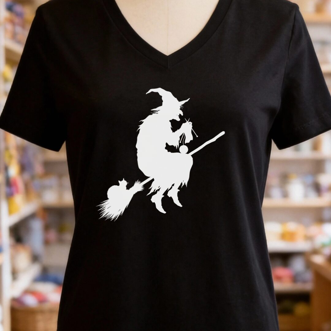Witch Silhouette Black V Neck.jpg