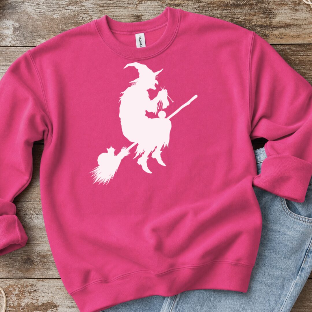 Witch Silhouette Bright Pink Sweatshirt.jpg