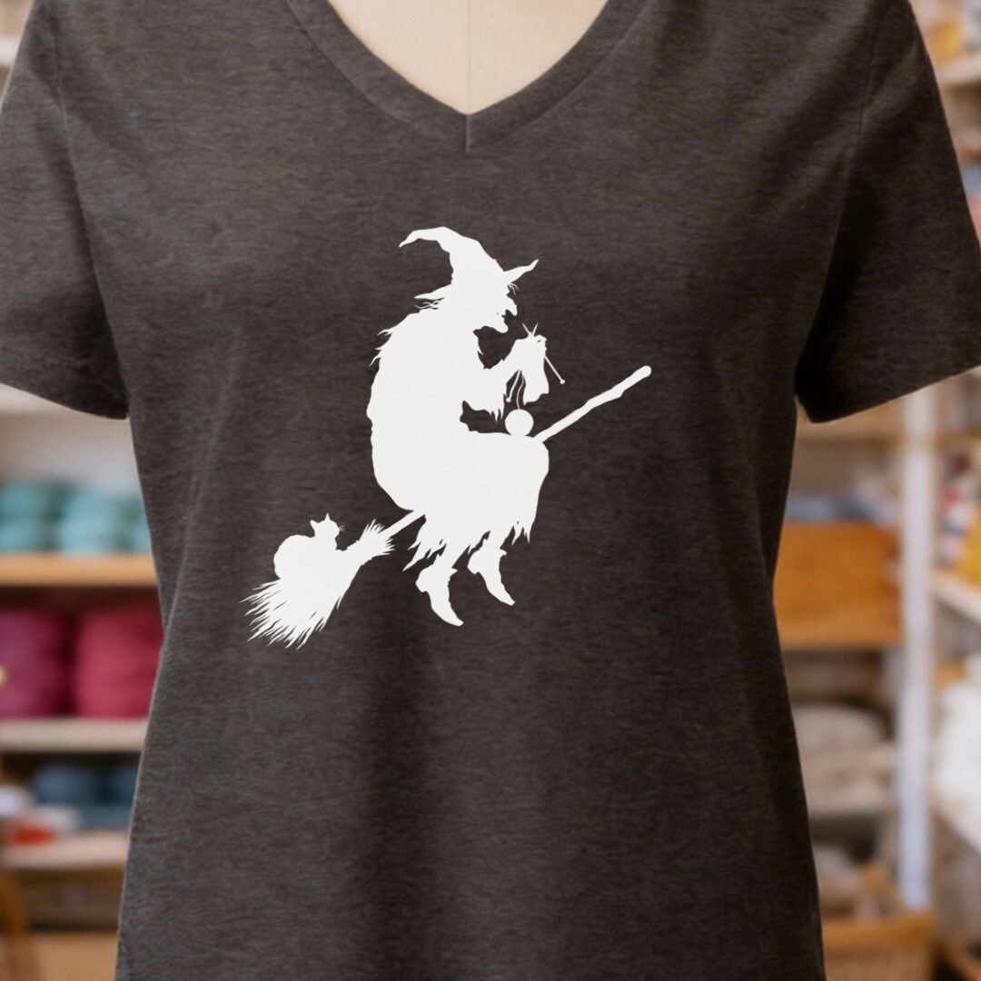 Witch Silhouette Dark Grey V Neck.jpg