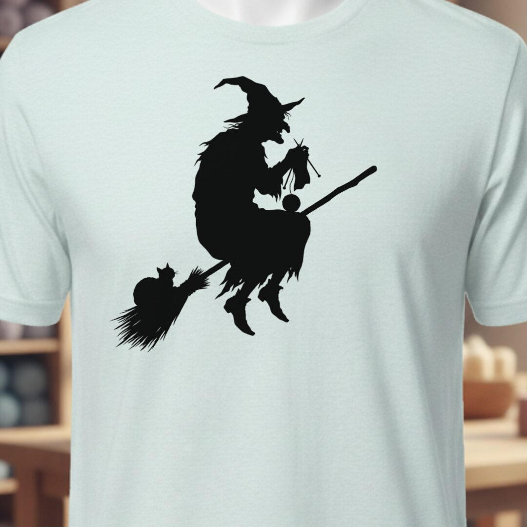 Witch Silhouette Ice Blue T-Shirt.jpg