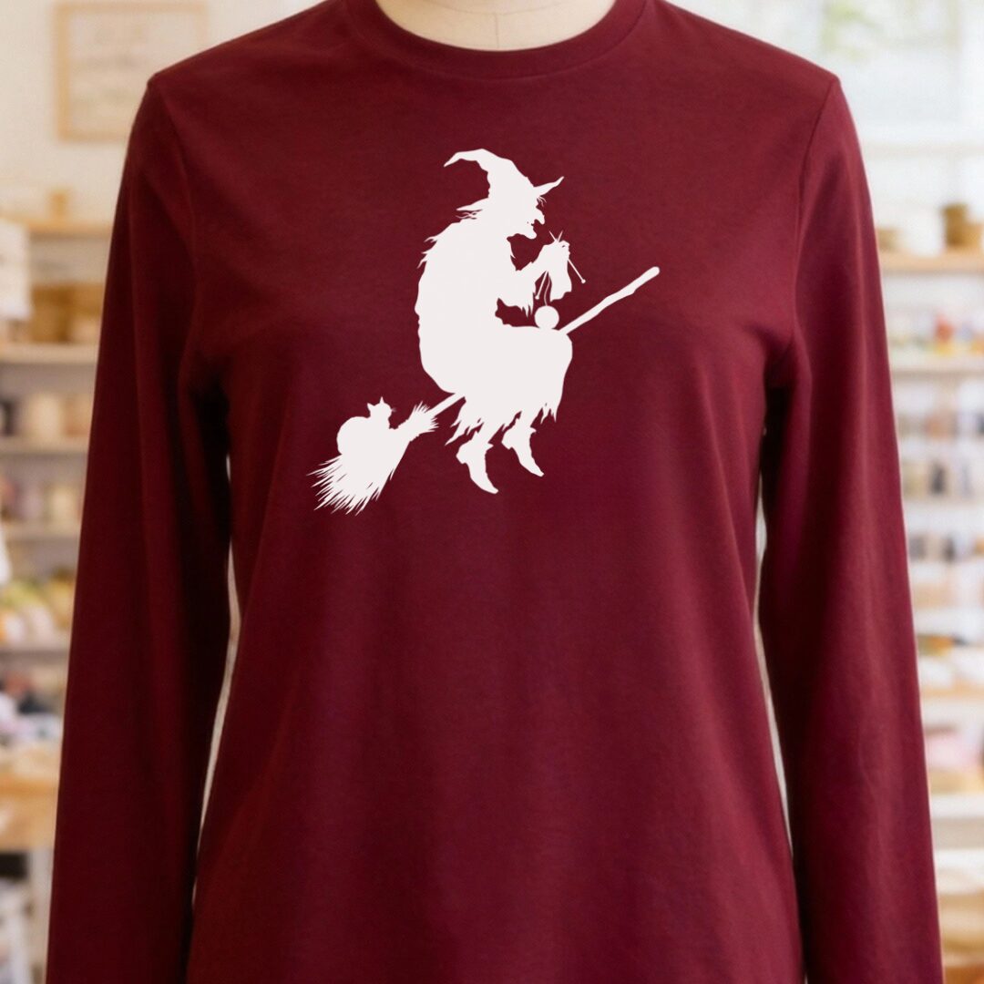Witch Silhouette Maroon Long Sleeve Tee.jpg