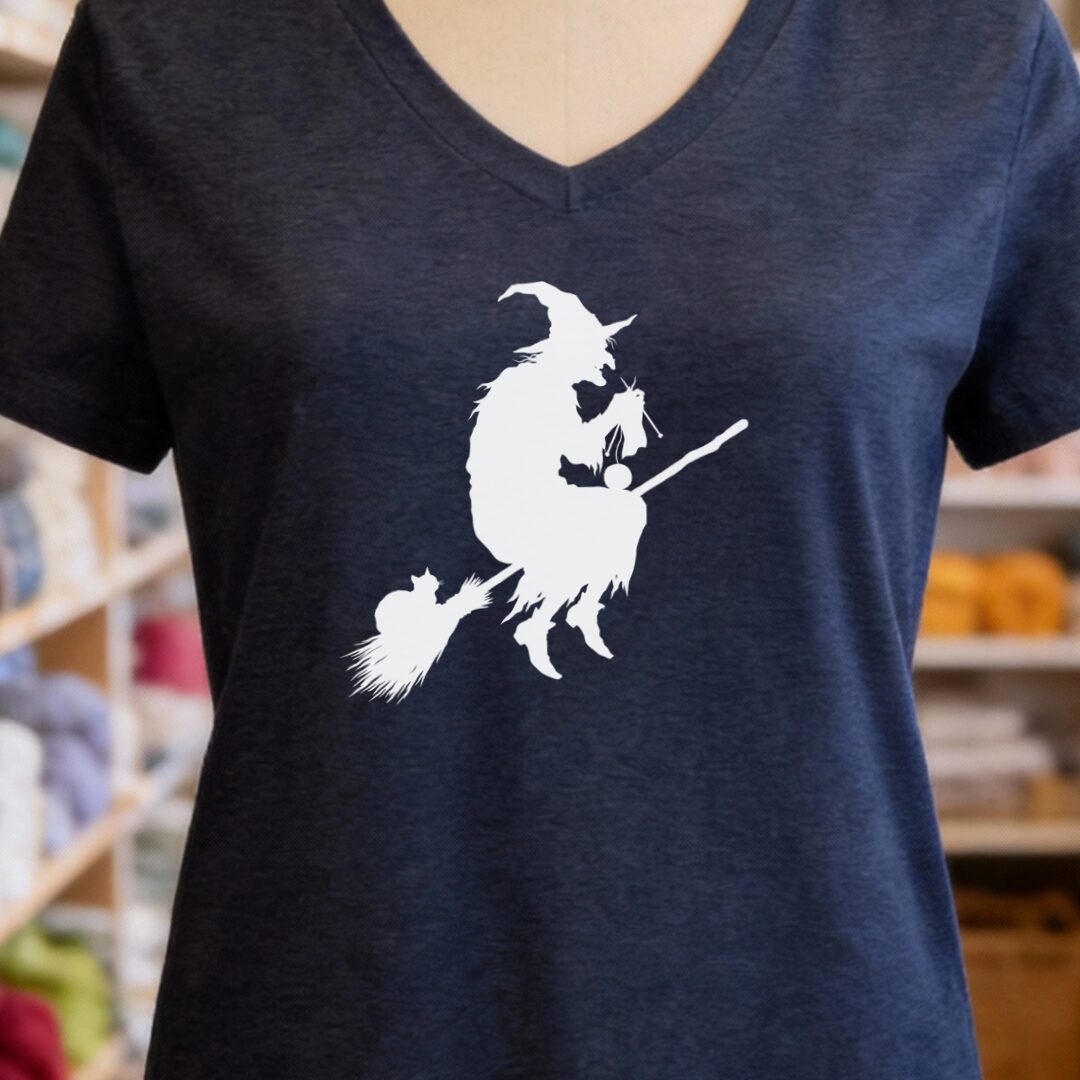 Witch Silhouette Navy V Neck.jpg