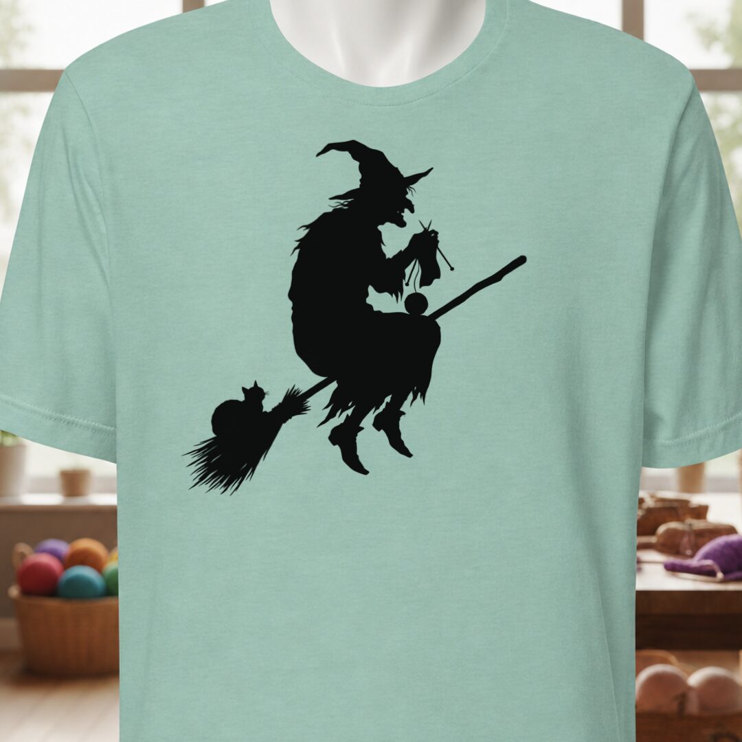 Witch Silhouette Sea Breeze T-Shirt.jpg