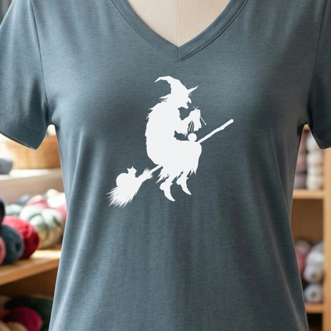 Witch Silhouette Slate V Neck.jpg