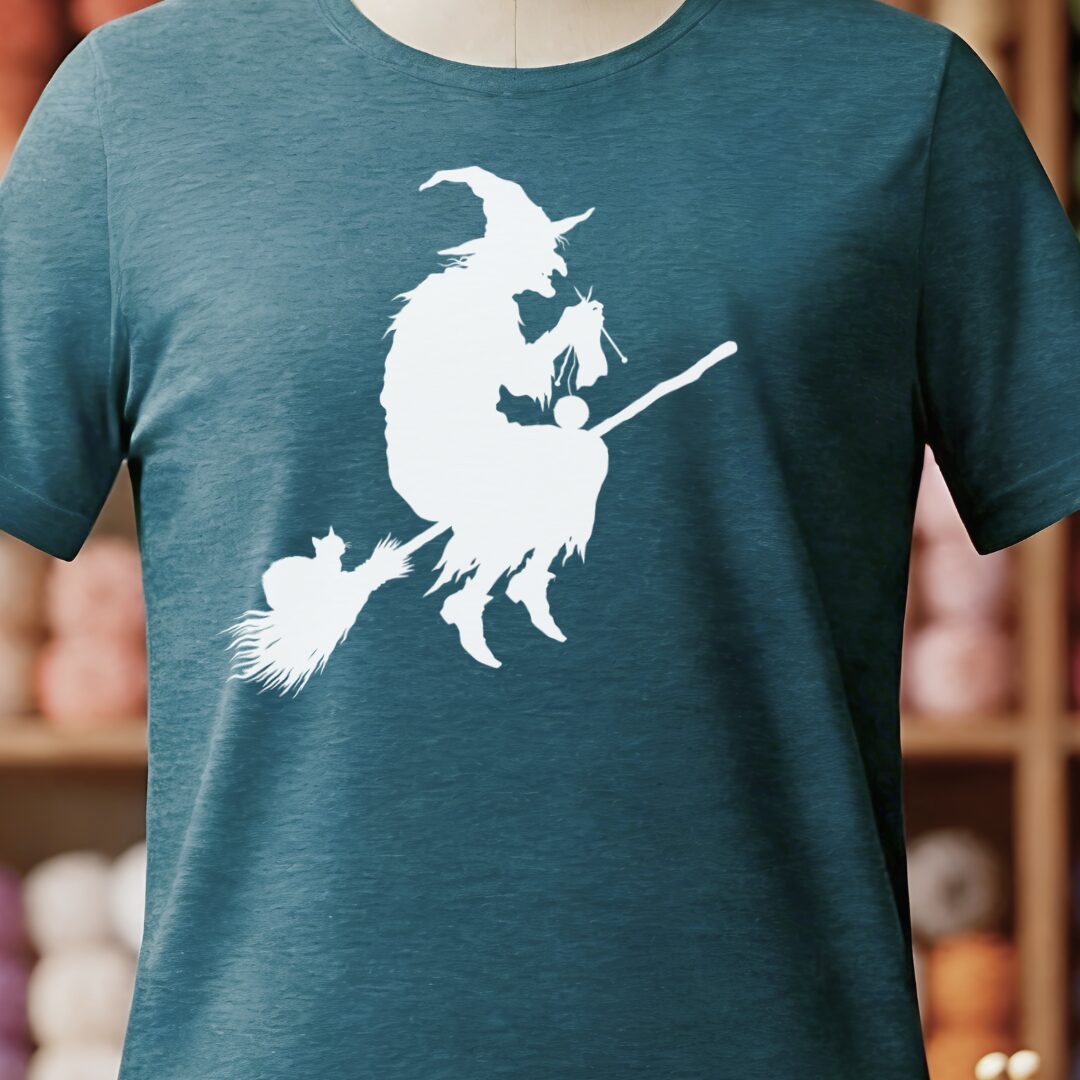 Witch Silhouette Teal Blue T-Shirt.jpg
