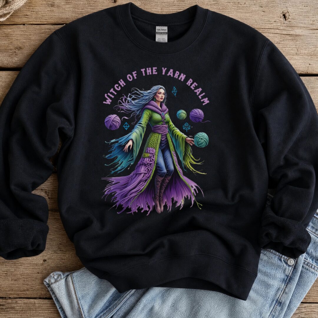 Witch of the Yarn Realm Sweatshirt Black t-shirt