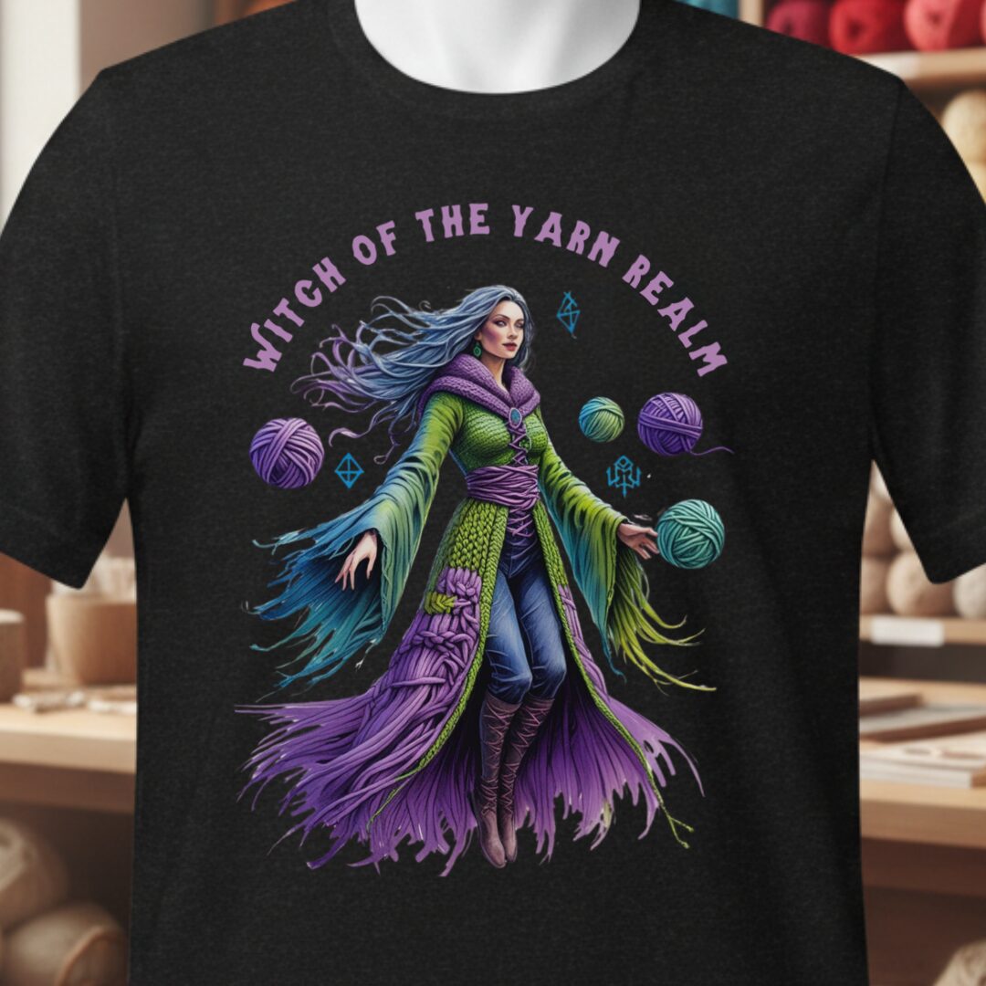 Witch of the Yarn Realm T-Shirt Black t-shirt