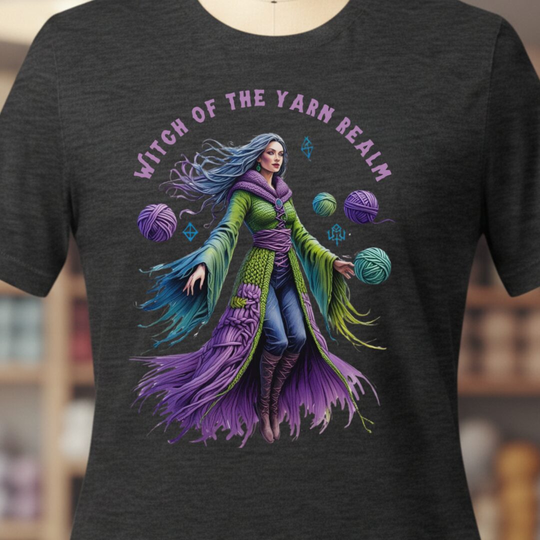 Witch of the Yarn Realm T-Shirt Dark Grey t-shirt