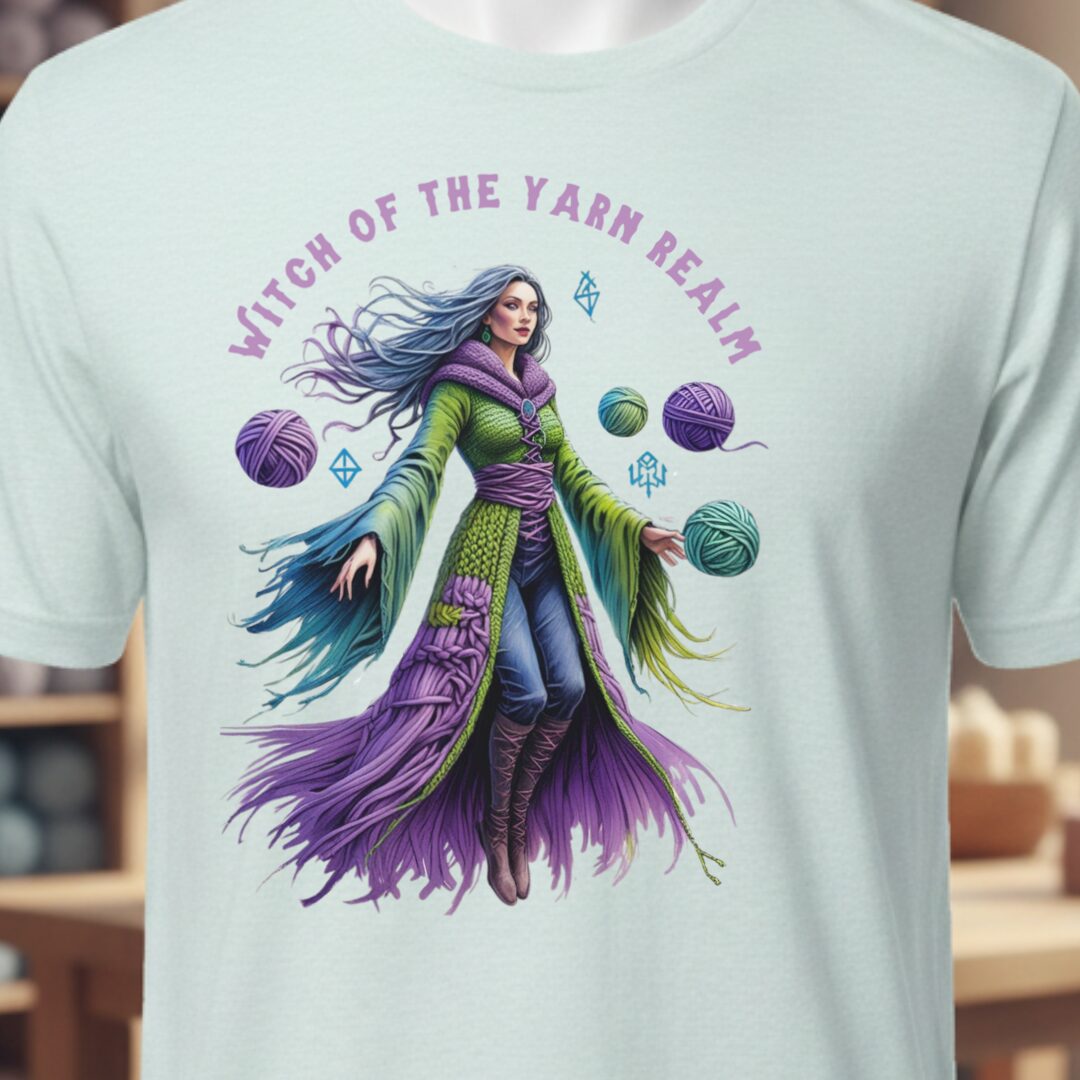 Witch of the Yarn Realm T-Shirt Ice Blue t-shirt