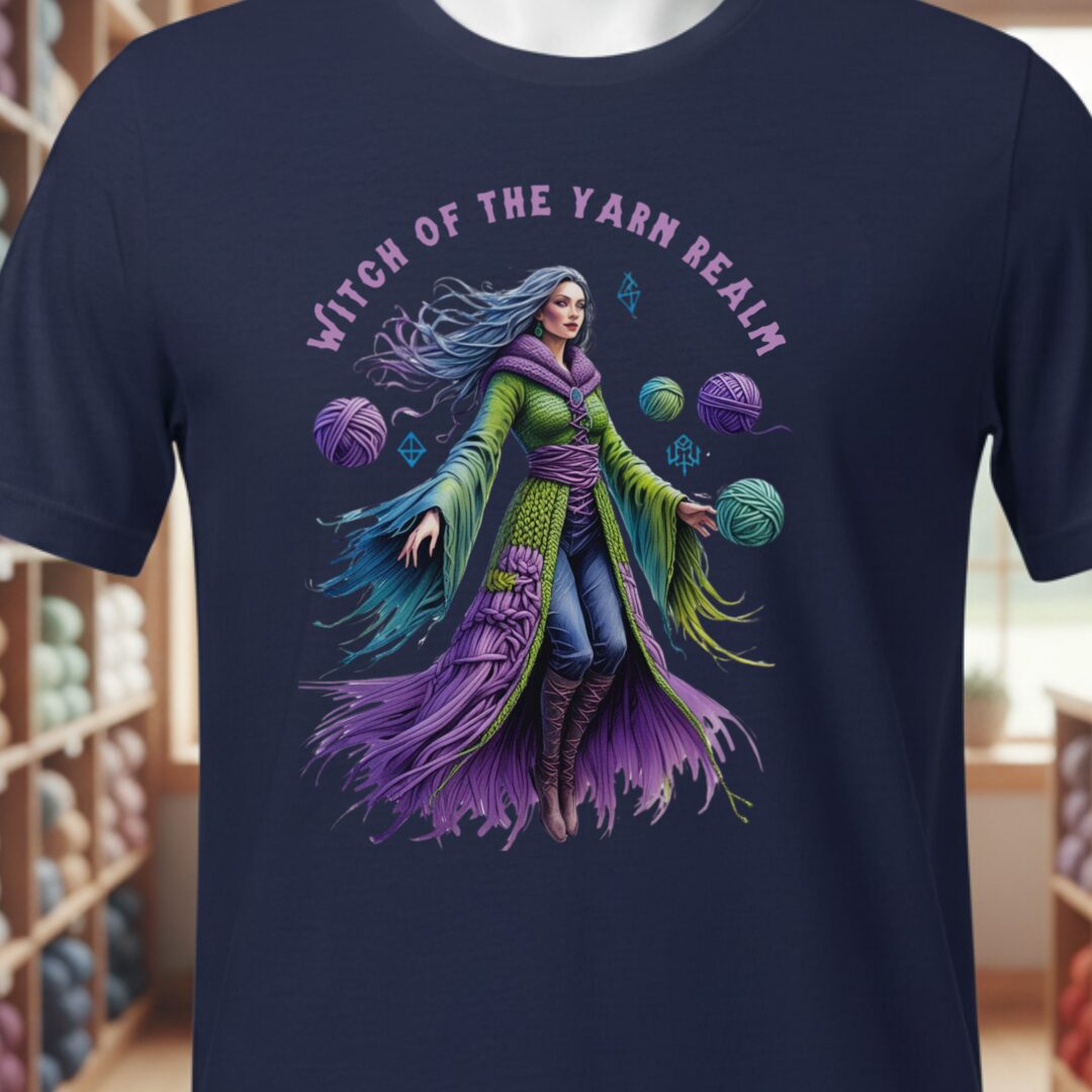 Witch of the Yarn Realm T-Shirt Navy t-shirt